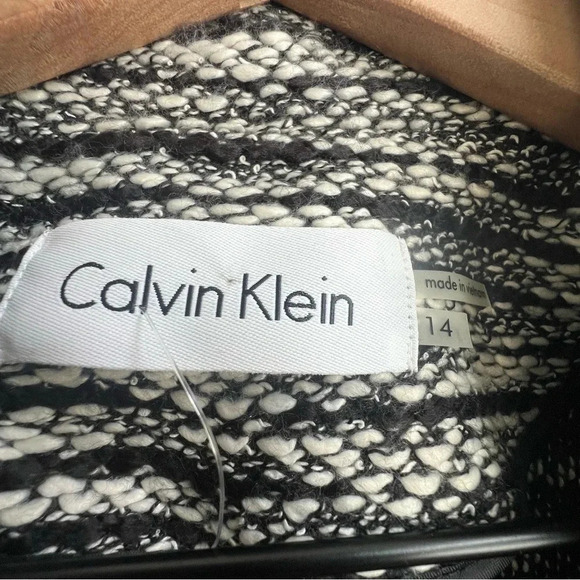 Calvin Klein Womens Black/White Tweed Knit Blazer Button NWT Textured Boucle 14 - Picture 8 of 16